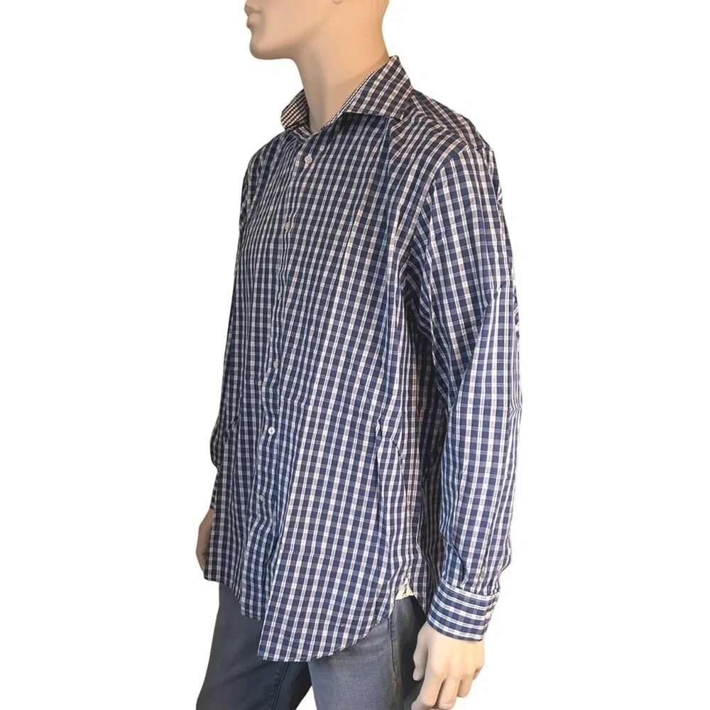 Bobby Jones Shirt Button Up Blue Plaid Long Sleeve 100% Cotton  Versatile As New - Picture 5 of 16